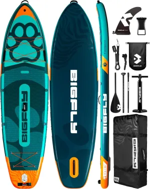 11'635" Super Wide Inflatable Stand Up Paddle Board, Ultra Stable Wide SUP for 2 1 People/Family/Big Size, 100L Backpack, All-Round Sup Board, US Big Fin