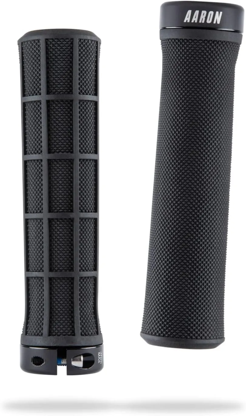 AARON Enduro MTB Bicycle Grips Made of Non-Slip Rubber - Sporty Handlebar Grips Including Lock-On Ring - Grips for Mountain Bike, BMX, E-Bike