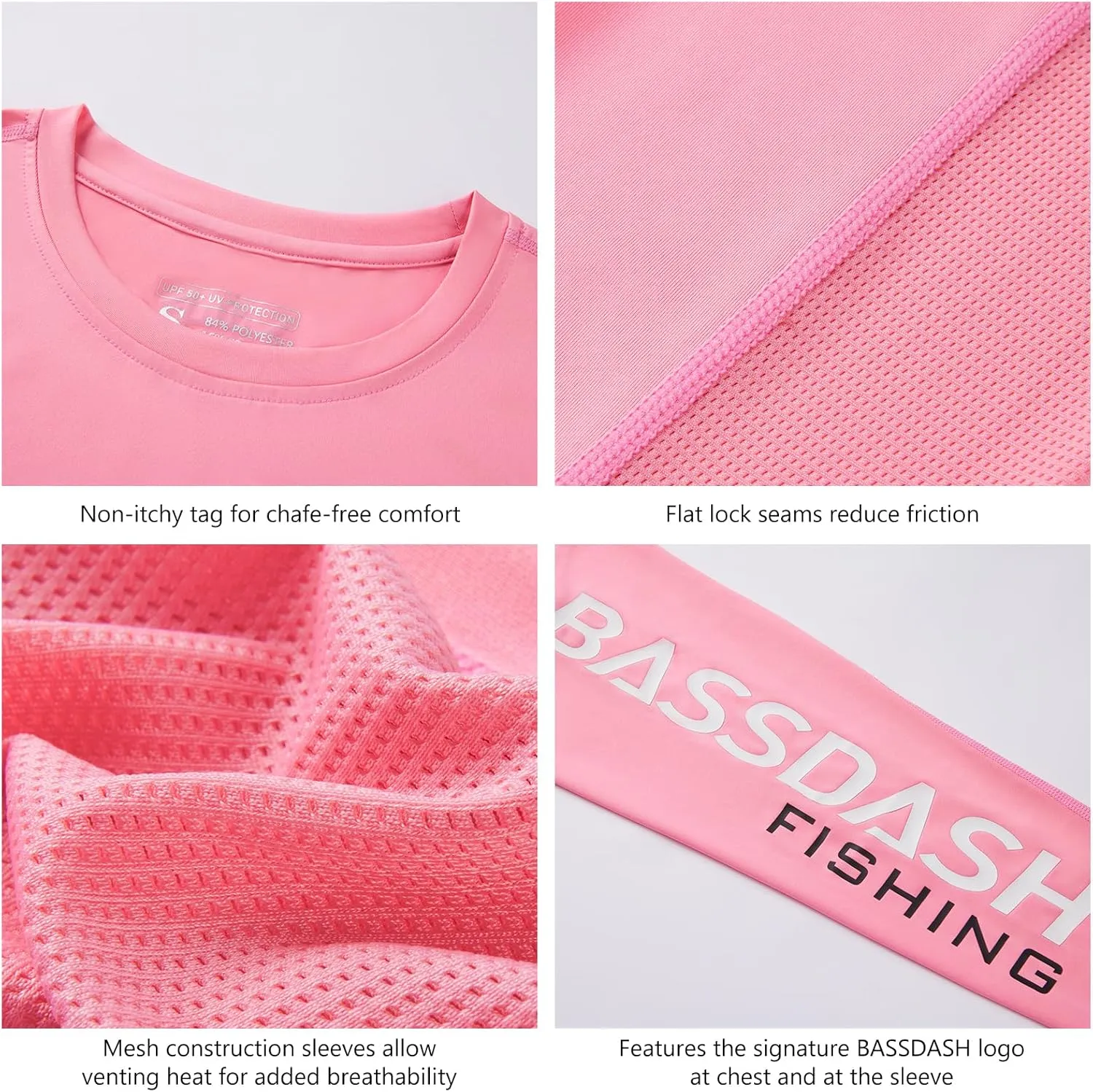 BASSDASH Womens UPF 50  UV Sun Protection Long Sleeve Shirts Quick Dry T-Shirt for Fishing Hiking Kayaking