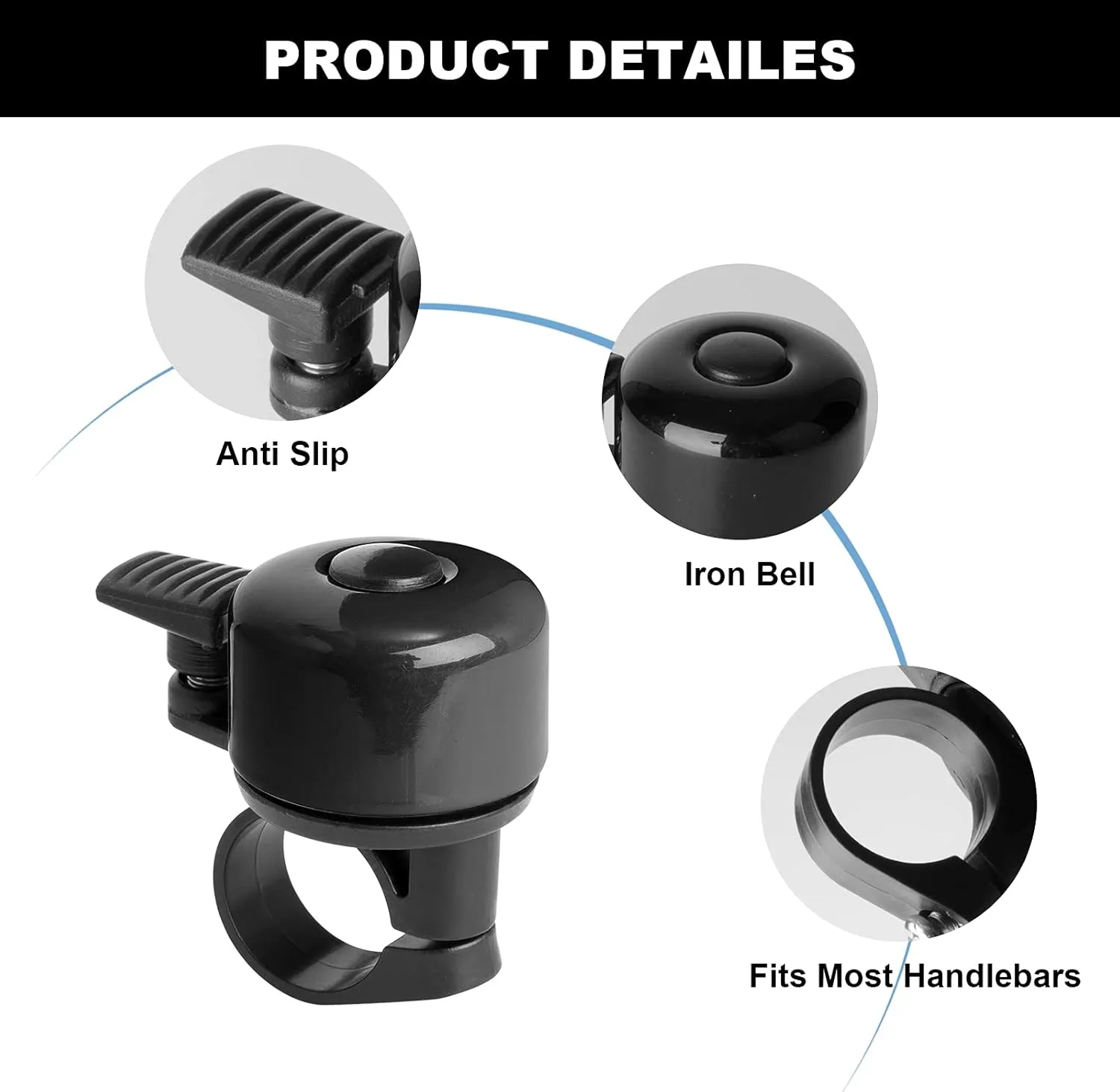 Bike Bell 2 Pack with Loud Melodious Sound Classic Mini Bicycle Bell for Kids Adults Bike Horn for Road, Mountain Bike for Scooter, MTB, BMX