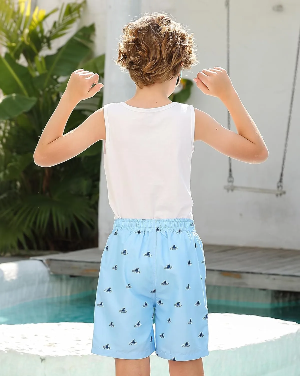 Boys Swim Trunks with Compression Liner Toddler Boys Swim Shorts Boxer Brief Board Shorts Swimming Set 5-18T