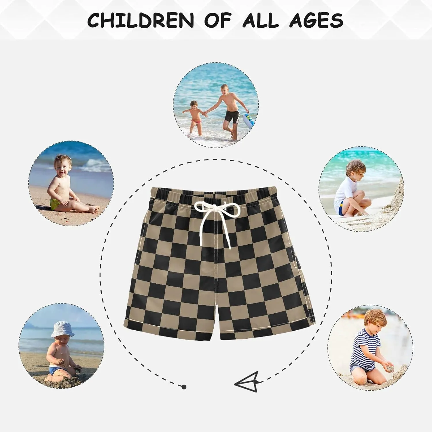 Buffalo Check Plaid Boys Swim Trunks Checkerboard Toddler Beach Board Shorts Summer Bathing Suit 2T