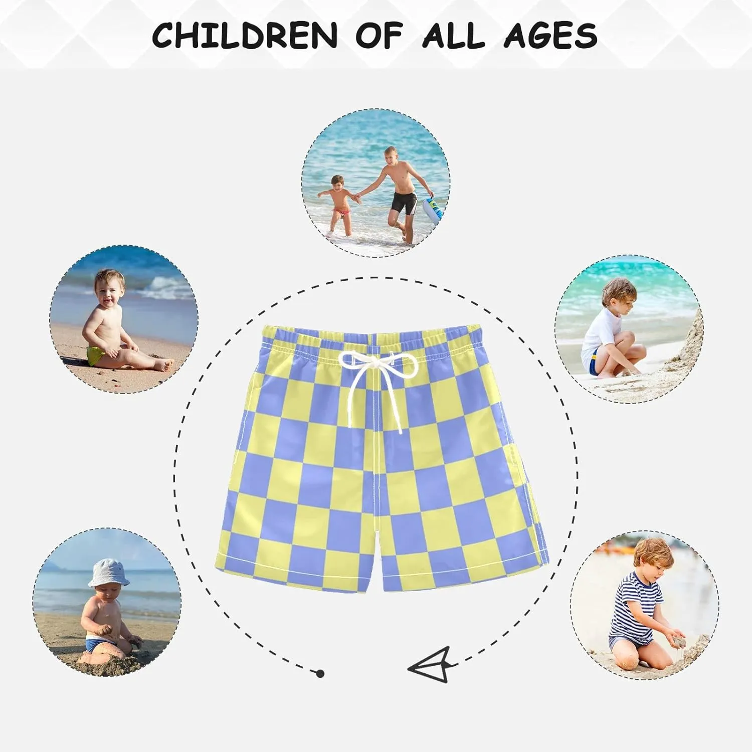 Buffalo Check Plaid Boys Swim Trunks Checkerboard Toddler Beach Board Shorts Summer Bathing Suit 2T