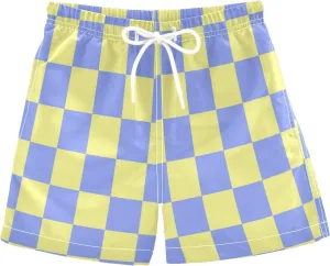 Buffalo Check Plaid Boys Swim Trunks Checkerboard Toddler Beach Board Shorts Summer Bathing Suit 2T