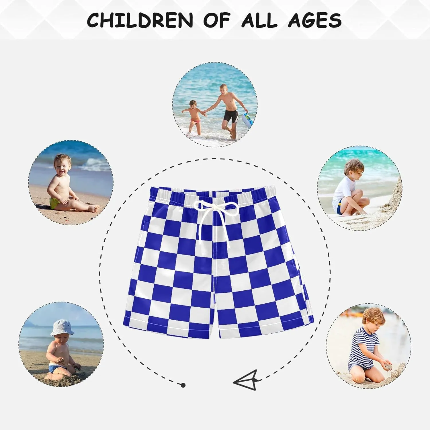 Buffalo Check Plaid Boys Swim Trunks Checkerboard Toddler Beach Board Shorts Summer Bathing Suit 2T