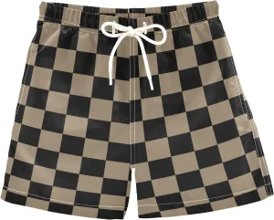 Buffalo Check Plaid Boys Swim Trunks Checkerboard Toddler Beach Board Shorts Summer Bathing Suit 2T