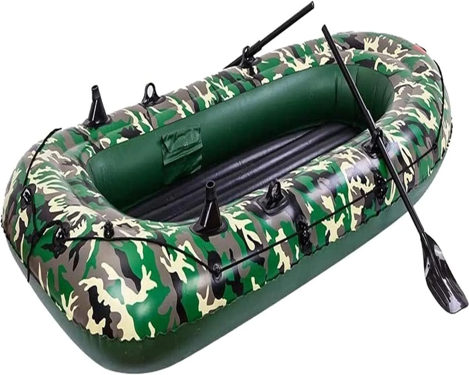 Camouflage Inflatable Boat for Adults, 2/3/4-Person PVC Dinghy with Pump, Paddle & Repair Kit, Portable Raft for Fishing & Water Sports