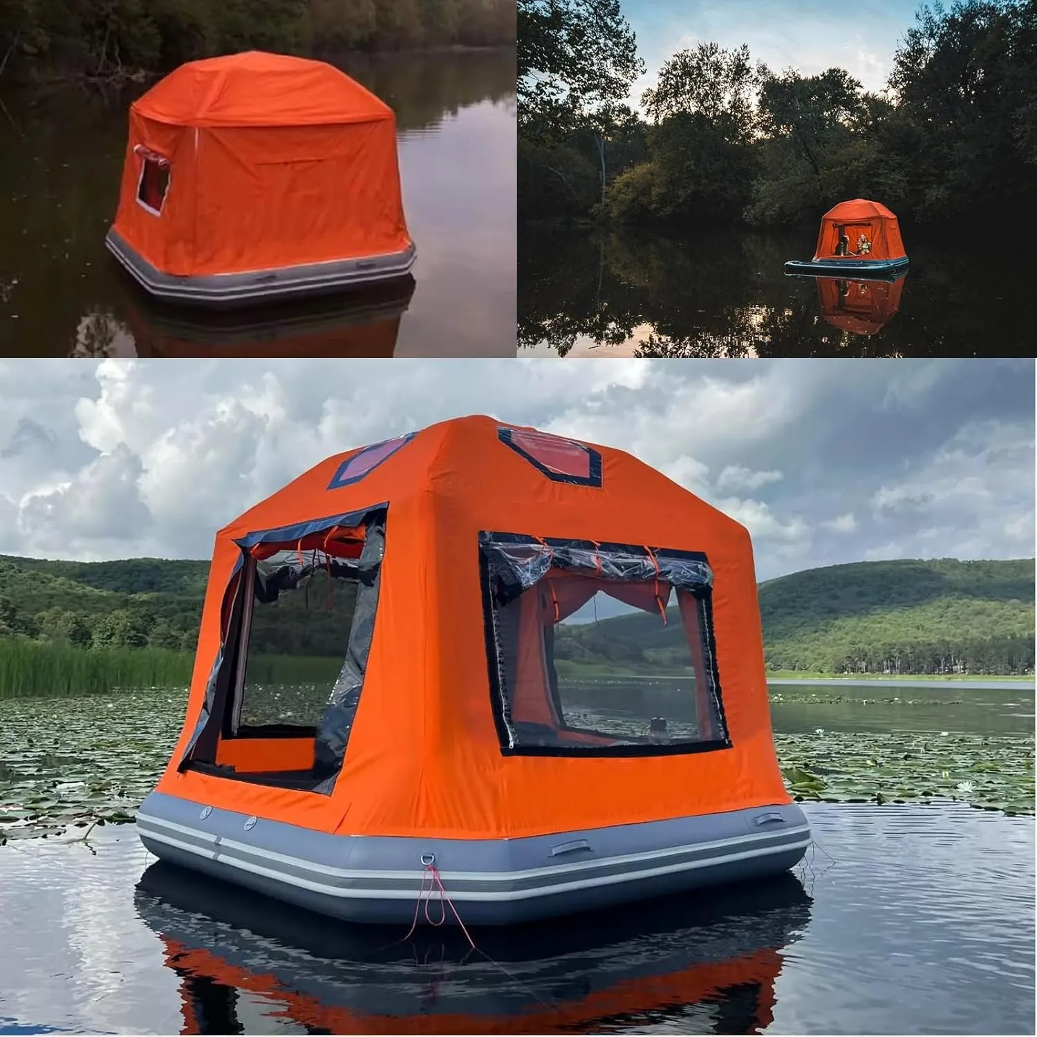 Camping Tent Easy Set Up Inflatable Floating Tent Pool Floats Bed Fishing Raft Boat