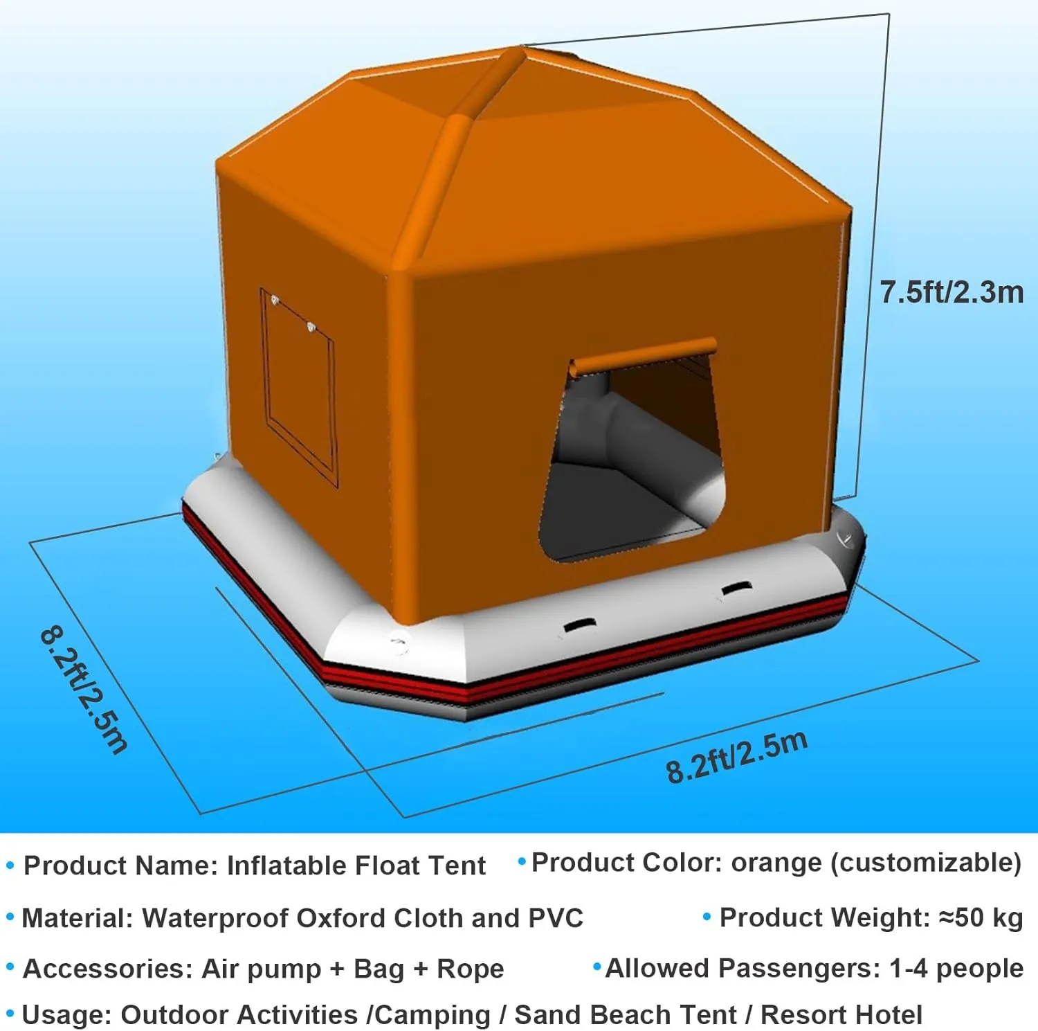 Camping Tent Easy Set Up Inflatable Floating Tent Pool Floats Bed Fishing Raft Boat