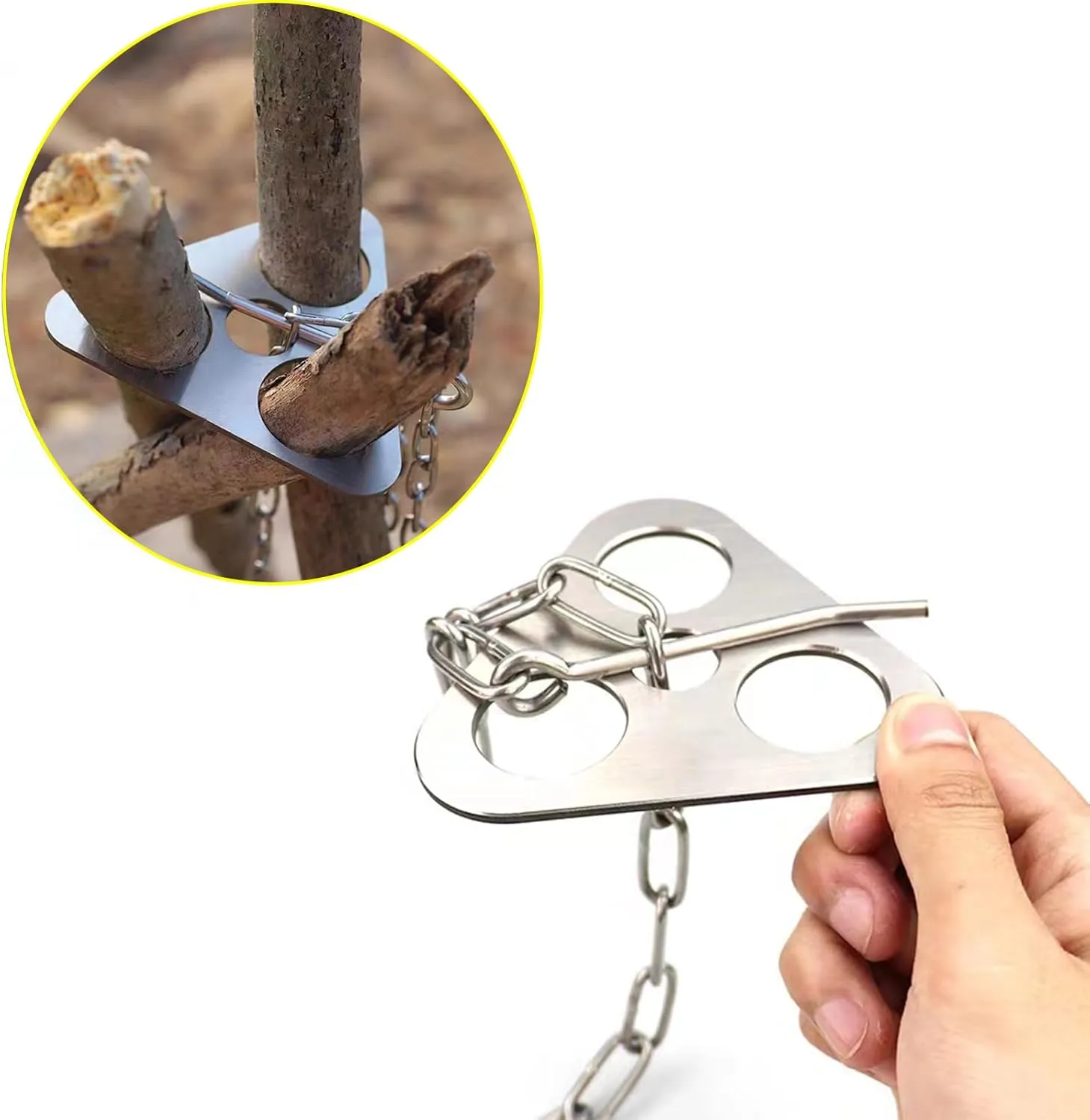 Camping Tripod for Ccooking,A Set Campfire Tripod,Made of Stainless Steel,Will Be Essential Camp Gear When You Cook or Grill Outdoors(Silver)