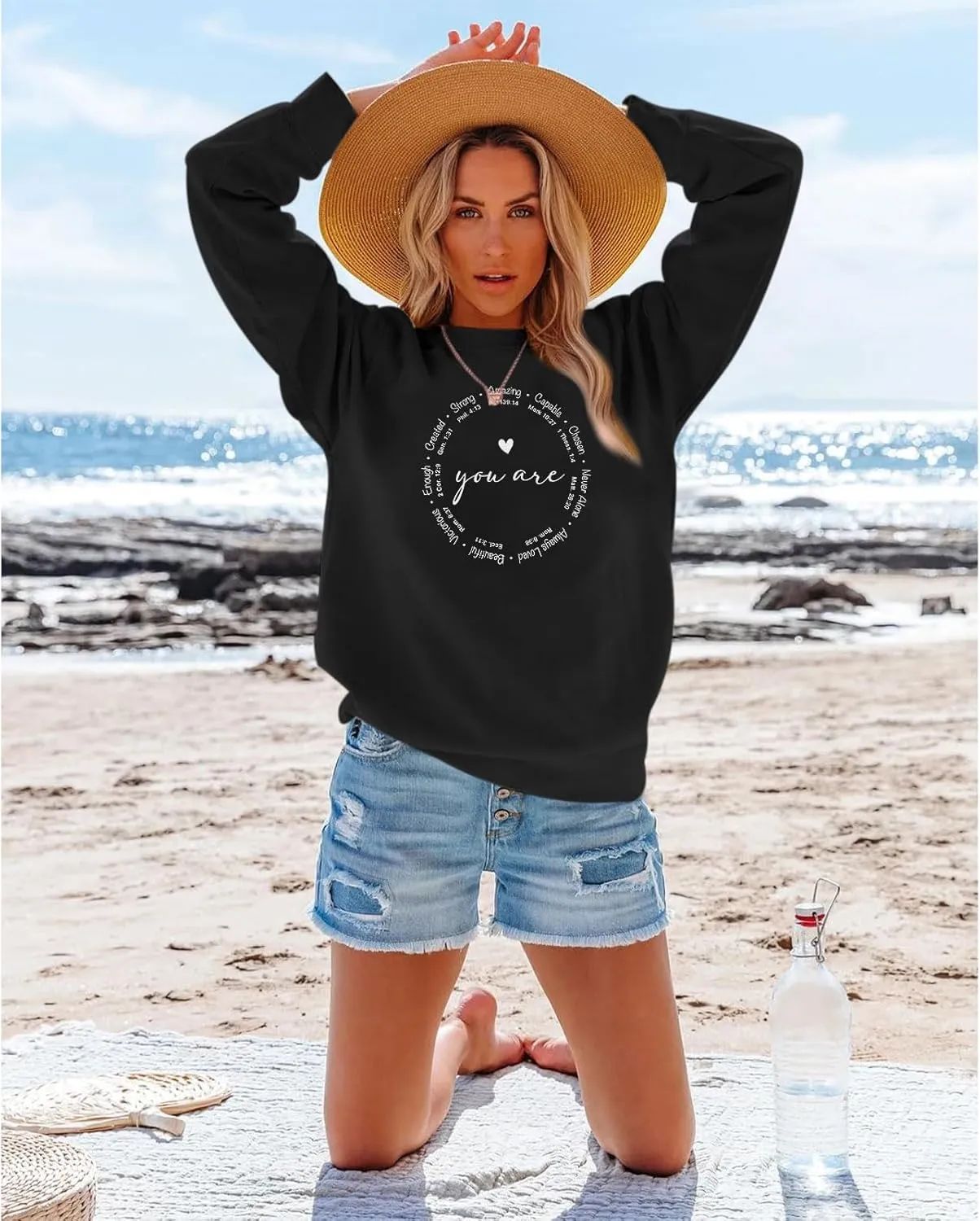 Christian Sweatshirts for Women Faith Jesus You Are Enough Inspirational Shirts Blessed Saying Positive Pullover Top