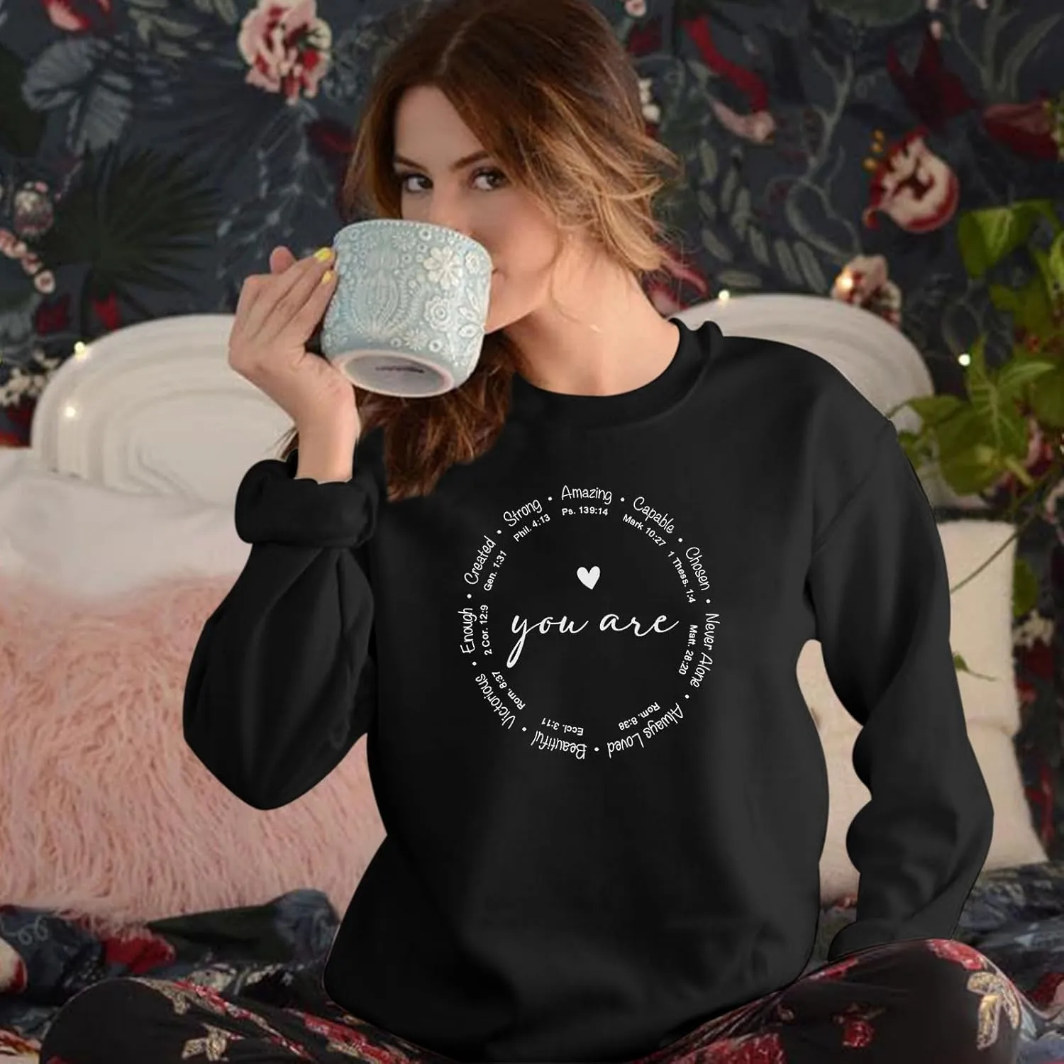 Christian Sweatshirts for Women Faith Jesus You Are Enough Inspirational Shirts Blessed Saying Positive Pullover Top