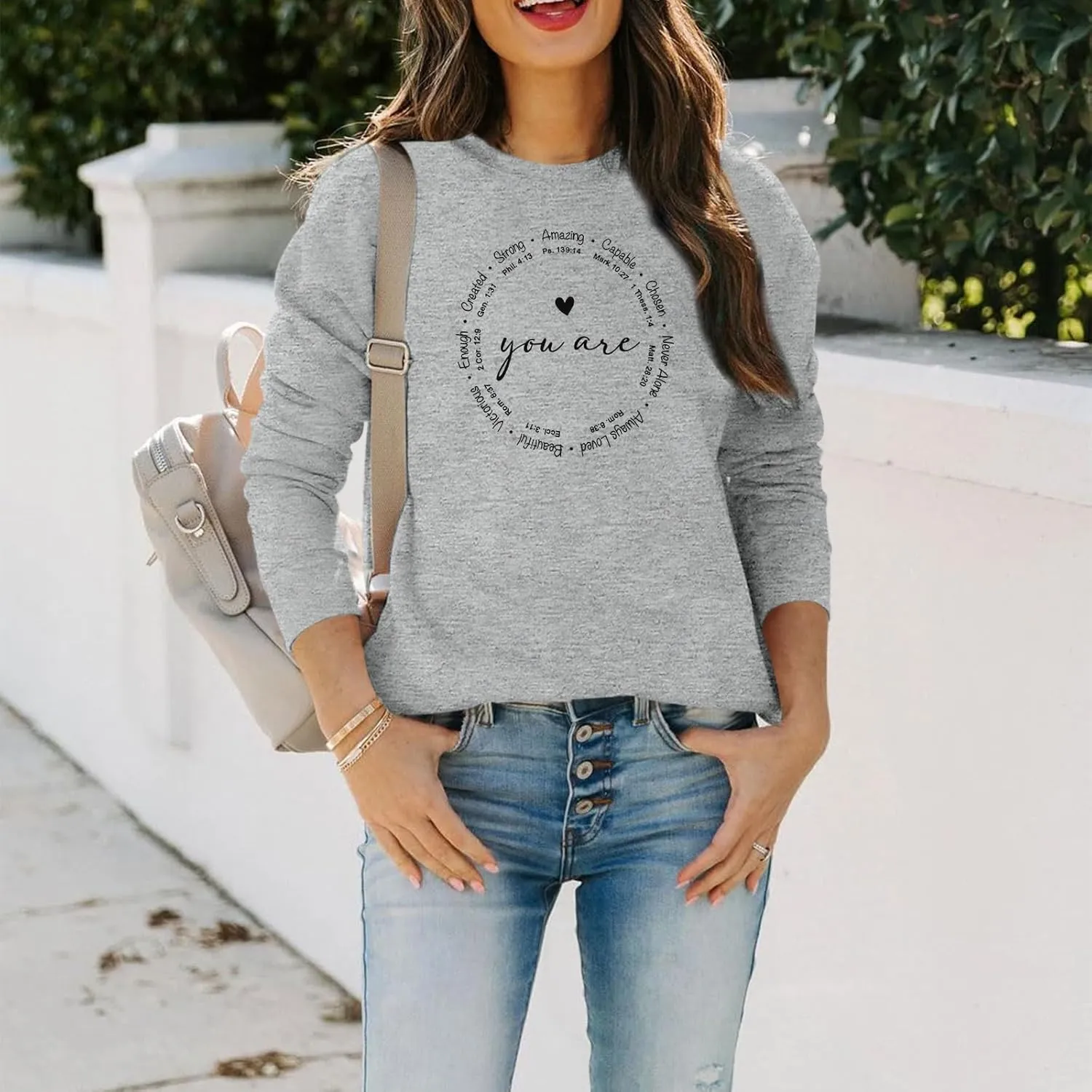 Christian Sweatshirts for Women Faith Jesus You Are Enough Inspirational Shirts Blessed Saying Positive Pullover Top