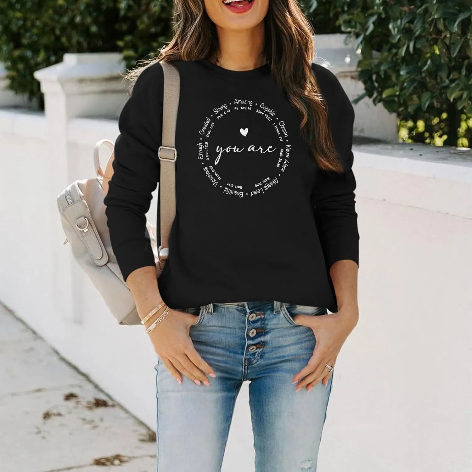 Christian Sweatshirts for Women Faith Jesus You Are Enough Inspirational Shirts Blessed Saying Positive Pullover Top