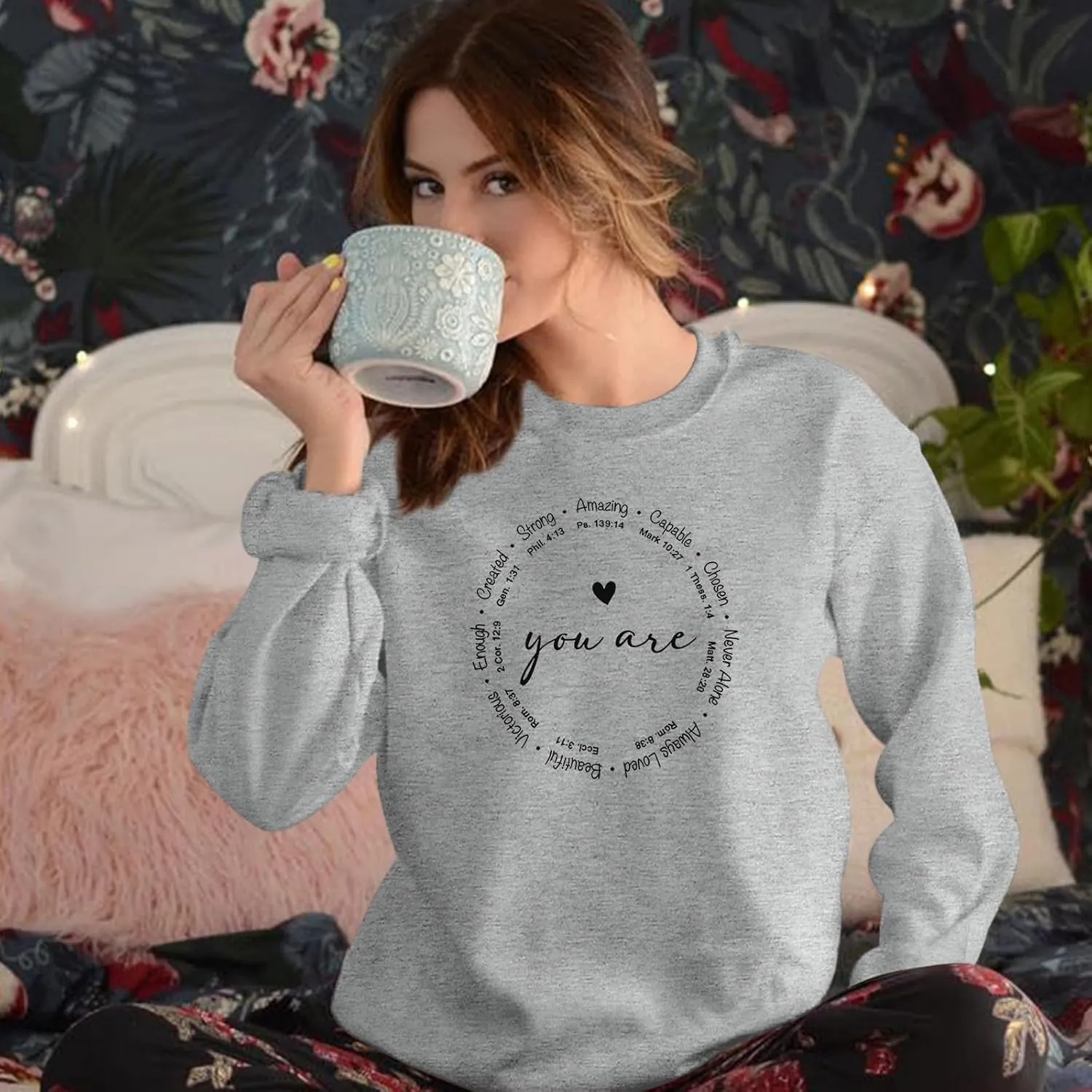 Christian Sweatshirts for Women Faith Jesus You Are Enough Inspirational Shirts Blessed Saying Positive Pullover Top