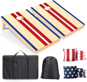 Cornhole Boards Set - Regulation Size 4x2/3x2ft Solid Wood Corn Hole Game Set with 8 Bean Bags and 2 Cornhole Boards - Perfect for Outdoor Game
