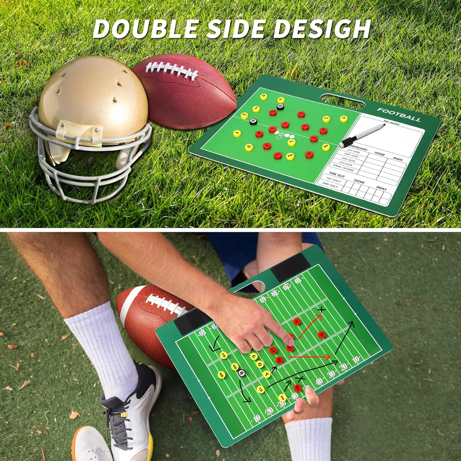 Desoto Dry Erase Double-Sided Premium Coaches Clipboard, Tactical Magnetic Board Kit, Magnetic Coaching Board, Coaches Gift for Coaches(Soccer, Football, Basketball, Baseball)