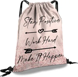 Drawstring Backpack Draw String Sports Bags for Gym Travel Beach Waterproof Cute Sackpack Men Women Aesthetic (13"17")-Glitter