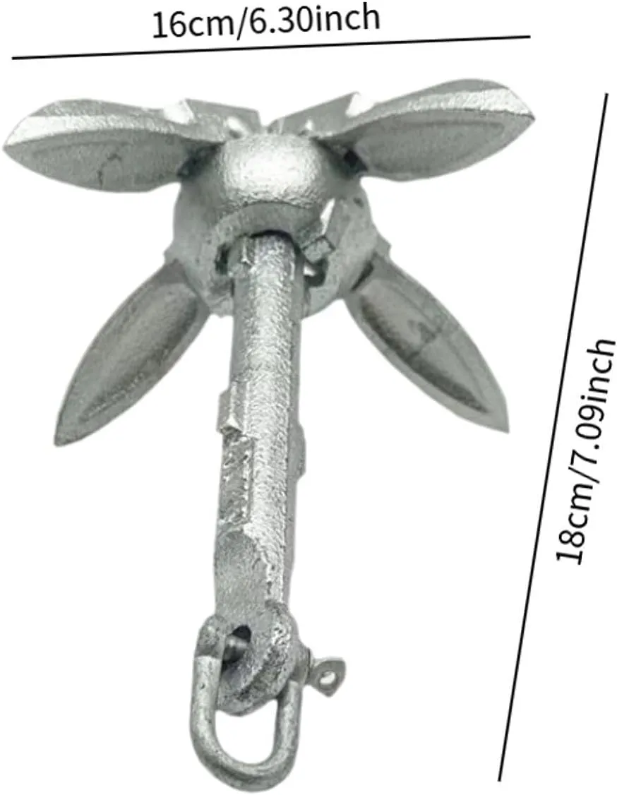 Folding Grapnel Anchor Carbon Steel Kayak Anchor Portable Galvanized Marine Anchor for Canoe Yacht Paddle Board Raft Sailboat