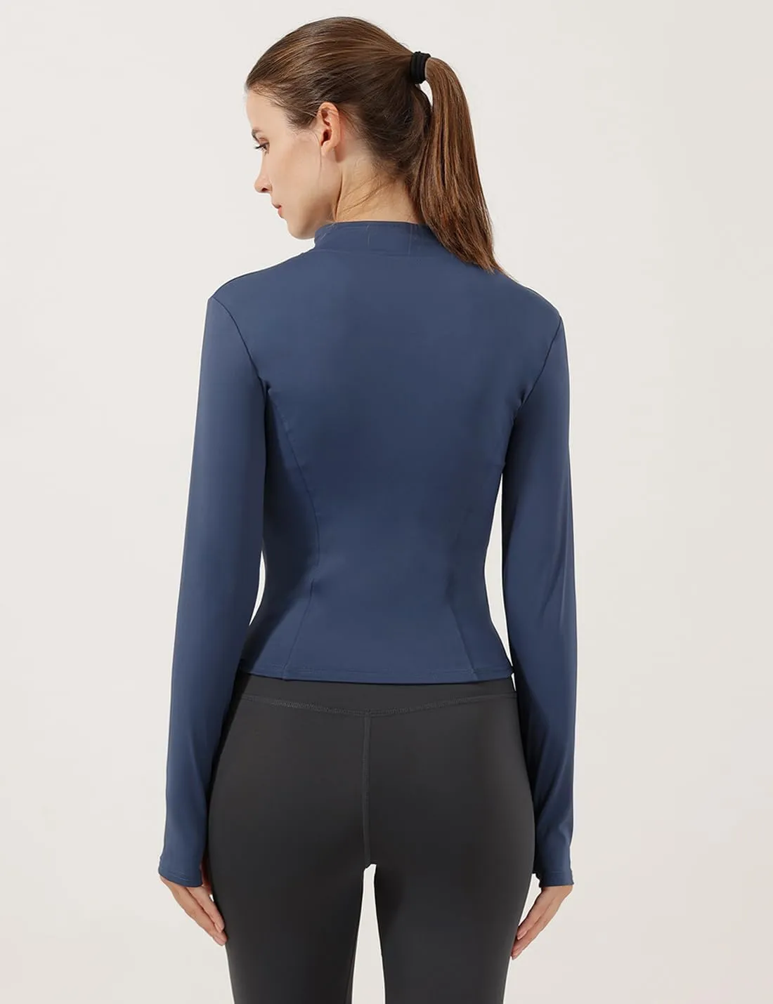 Gacaky Women's Slim Fit Lightweight Athletic Full Zip Stretchy Workout Running Track Jacket with Thumb Holes