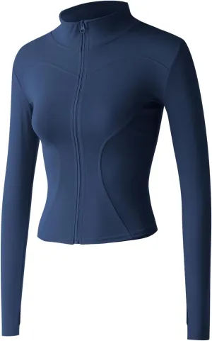 Gacaky Women's Slim Fit Lightweight Athletic Full Zip Stretchy Workout Running Track Jacket with Thumb Holes