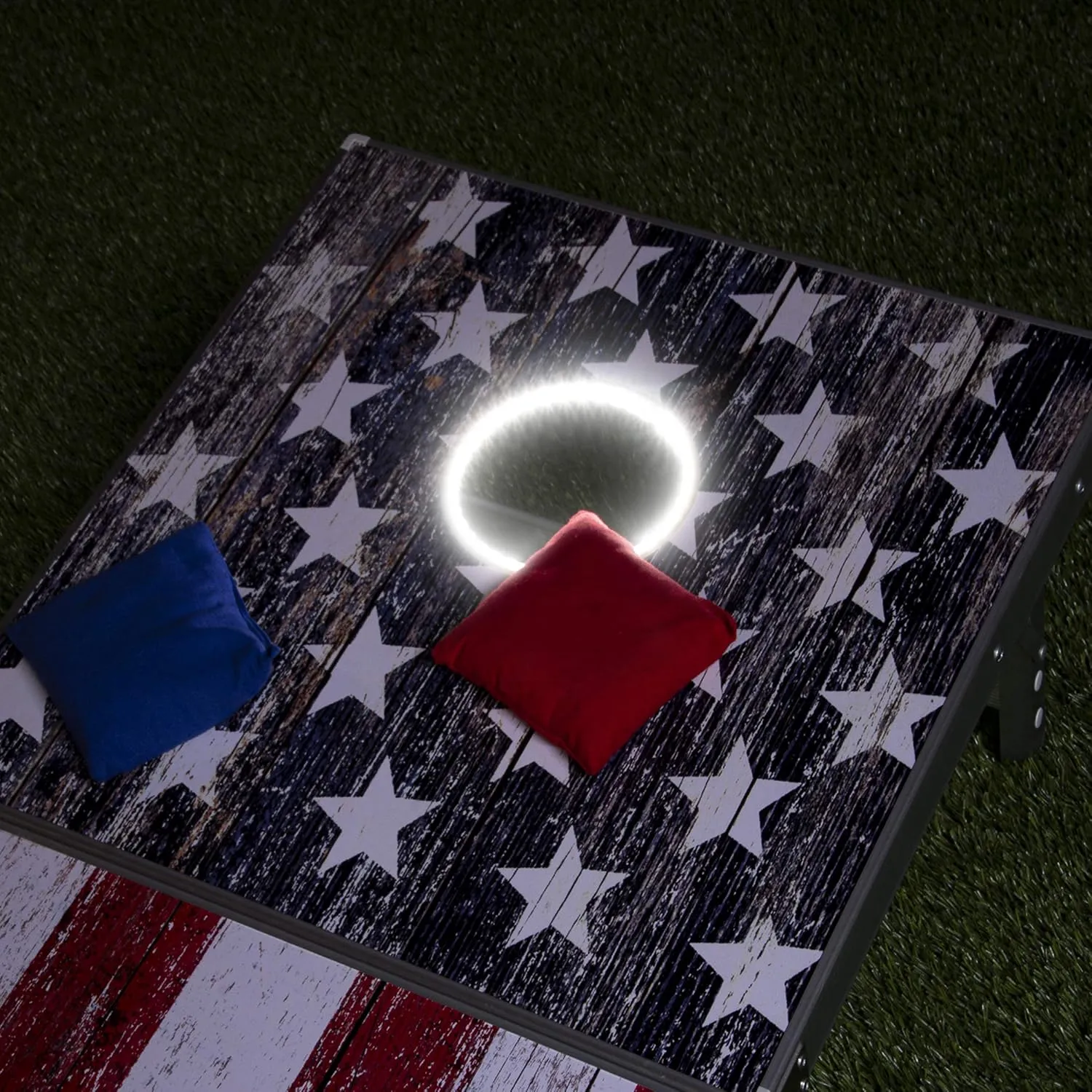 GoSports 4 x 2 ft Aluminum Cornhole Game Sets  Choose LED Lights or Standard - Set Includes 2 Foldable Regulation Size Boards, 8 Bean Bags, & Rules