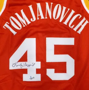 Houston Rockets Rudy Tomjanovich Autographed Red Jersey Full Name Beckett BAS QR #BH51731