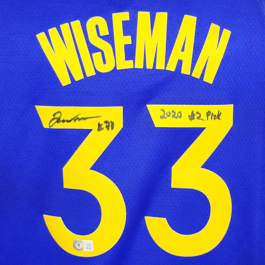 James Wiseman Signed 2020 #2 Pick Inscription Warriors Nike Jersey (Beckett)