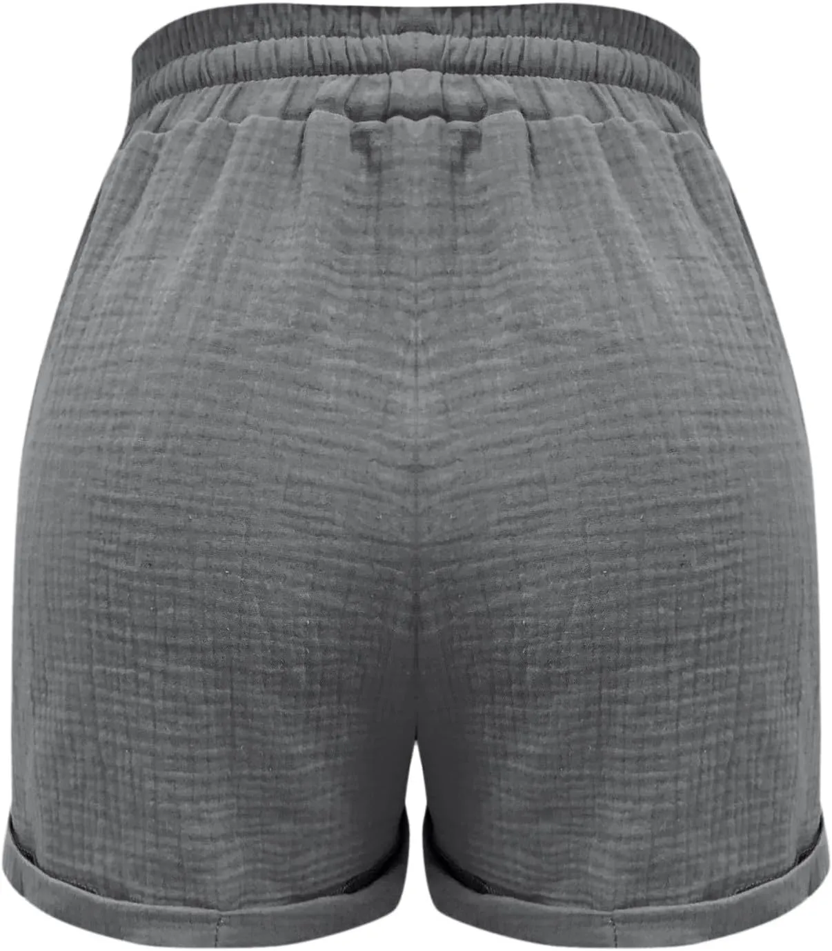 Linen Shorts for Women Drawstring High Waisted Plus Size Shorts Summer Vacation Loose Beach Pants with Pockets