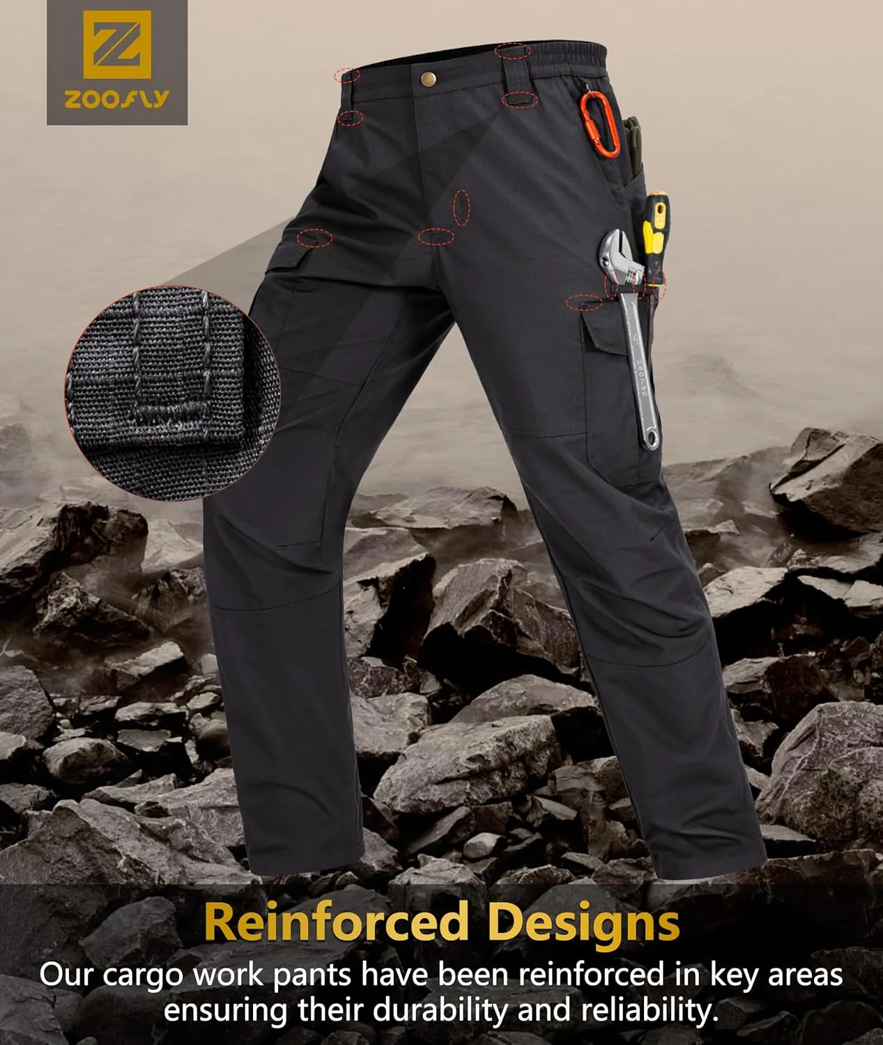 Mens Cargo Work Pants Waterproof Hiking Pants for Men Ripstop Tactical Pants Multi Work Pants with 7 Pockets