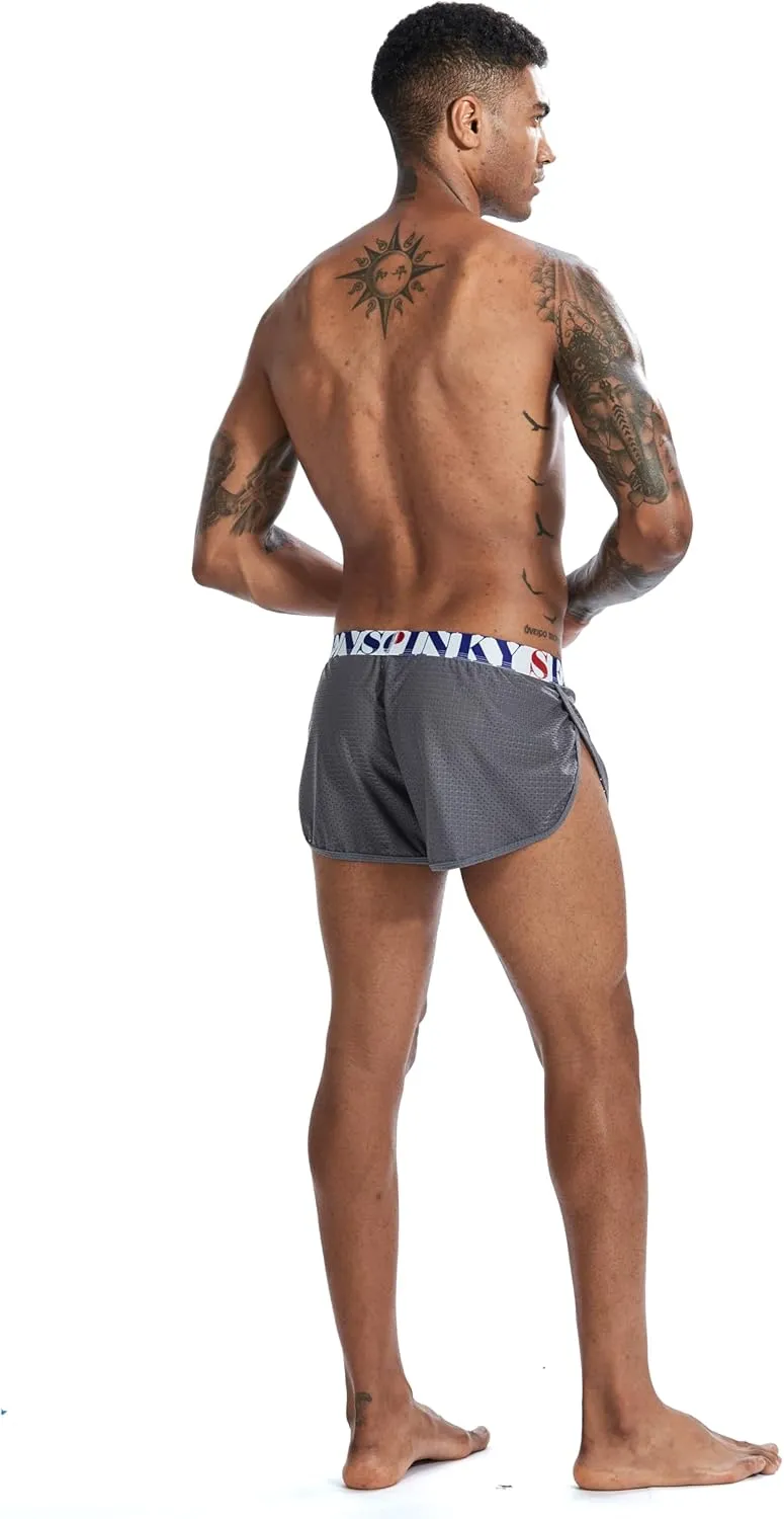 Men's Split Side Running Shorts Board Boxers Underwear Sleep Shorts