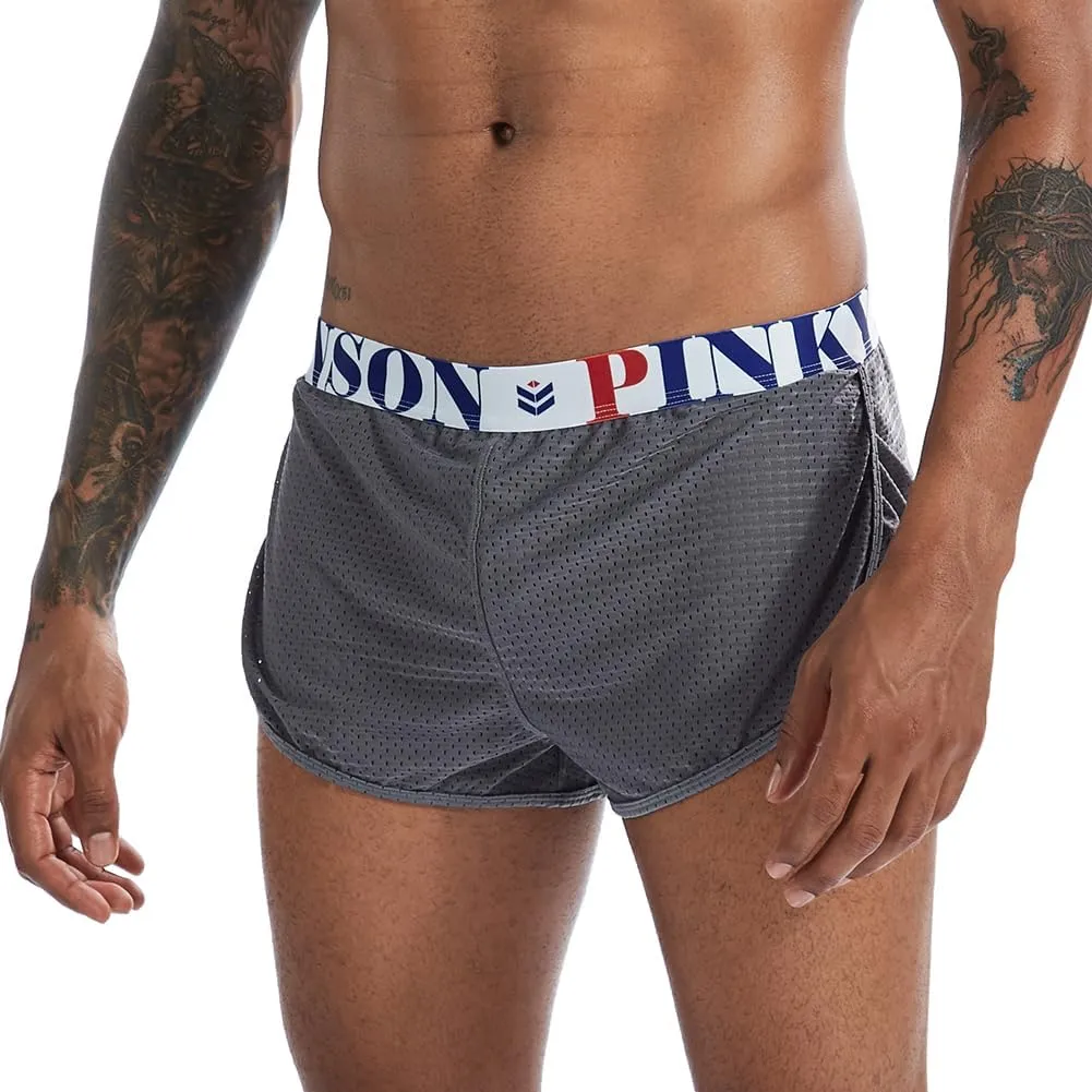Men's Split Side Running Shorts Board Boxers Underwear Sleep Shorts