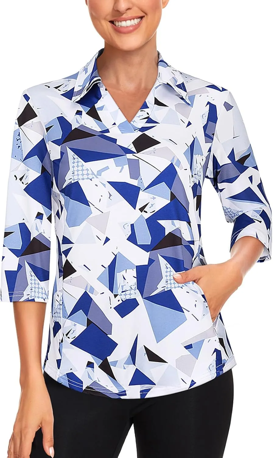 Misyula Style Womens Golf Shirt 3/4 Roll Sleeve Quarter Zip Dry Fit Tennis Shirts Athletic Tops S-2XL