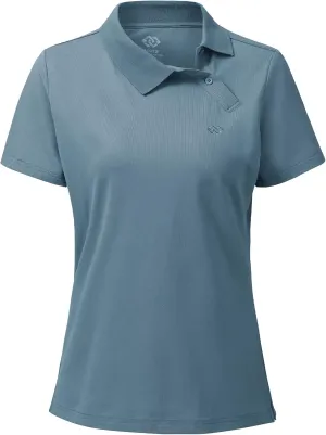 MoFiz Womens Slanted Placket Lapel Buttons Golf Polos Shirts Dry Fit Lightweight Women Tennis Shirt Casual Work Shirt