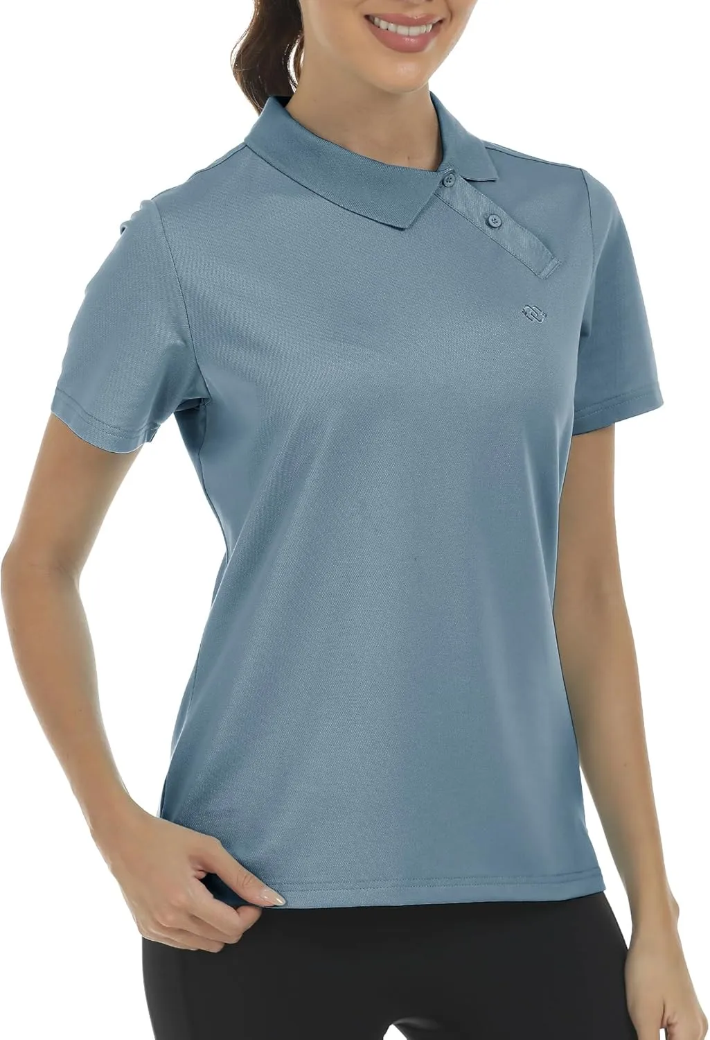 MoFiz Womens Slanted Placket Lapel Buttons Golf Polos Shirts Dry Fit Lightweight Women Tennis Shirt Casual Work Shirt