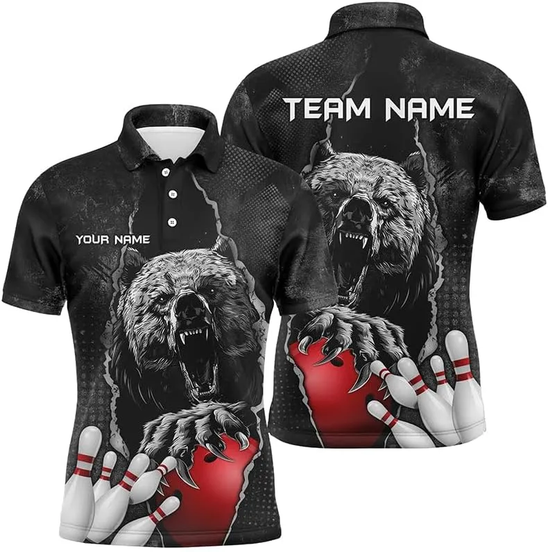 Personalized Bowling Shirts, Customized Bowlings Jersey, Black and Bowlings Polo, 1/4 Zip Shirt