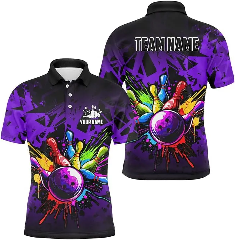 Personalized Bowling Shirts, Customized Bowlings Jersey, Black and Bowlings Polo, 1/4 Zip Shirt