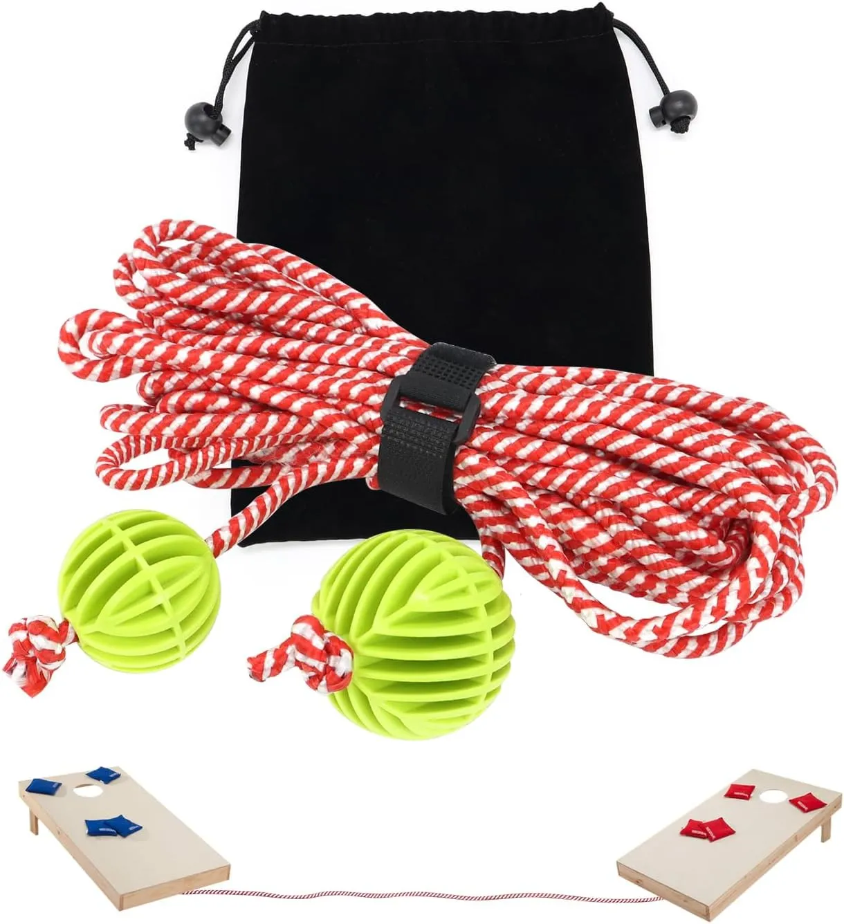 SCOTTCHEN Cornhole Boards Distance Setup Tool 2-1/8&1-7/8 in x 9.3y Rope with Plastic Balls