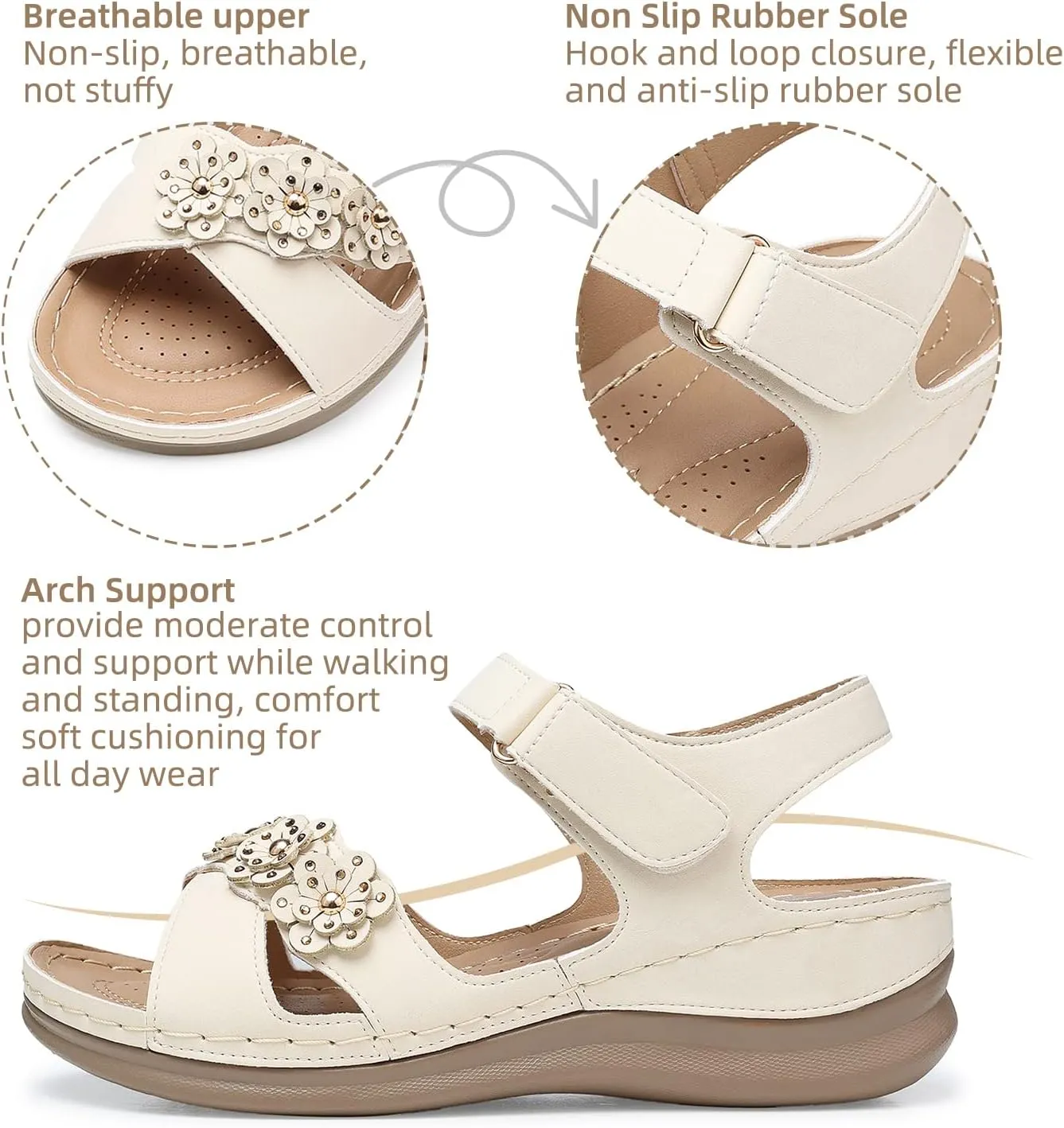 SHIBEVER Wedge Sandals for Women Dressy: Women Comfortable Summer Platform Casual Dress Sandal