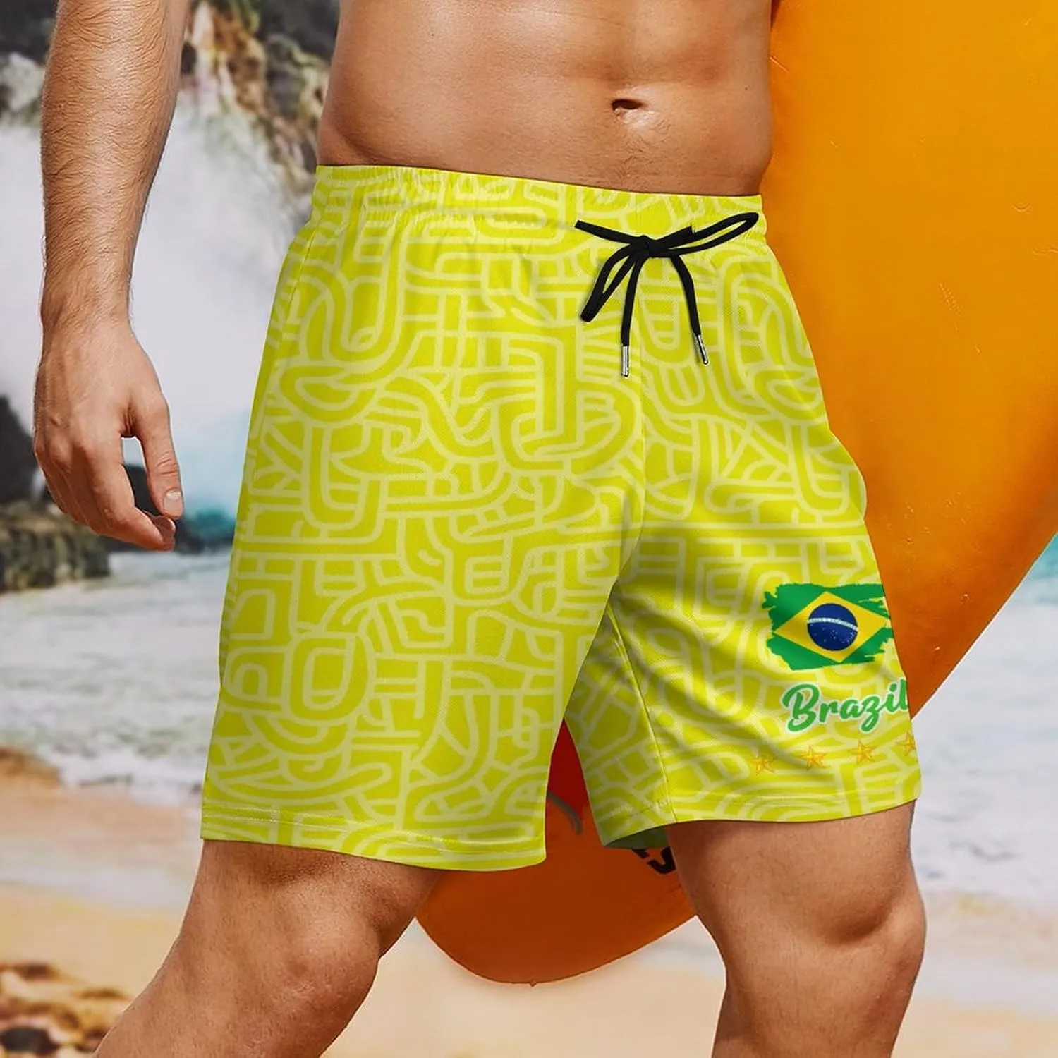 Soccer National Team Shorts, Soccer Flag Beach Trunks Swim Hawaii Training Shorts for Fans Gifts Men S-2XL