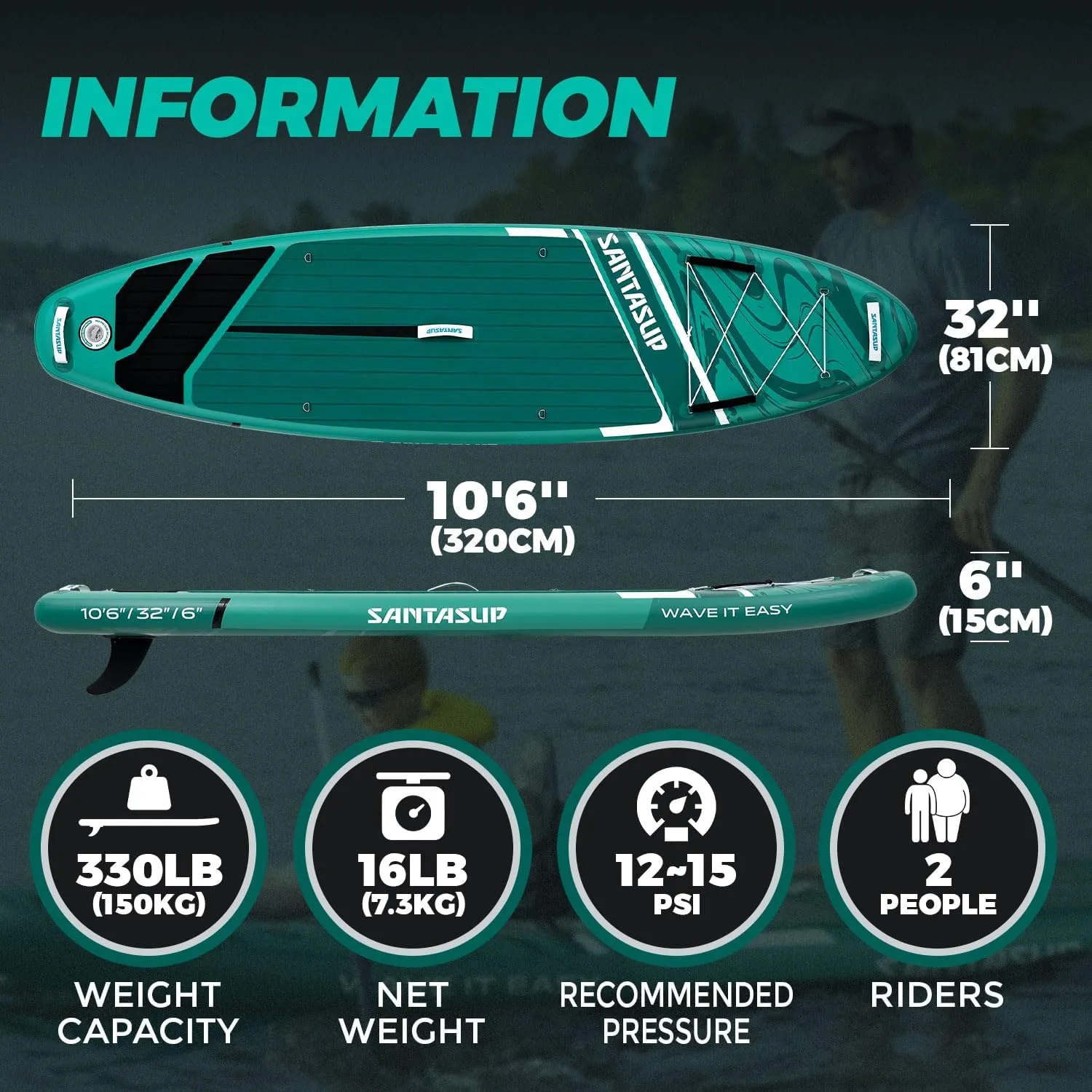 Stand Up Paddle Board Inflatable Paddle Board for Adults, 10ft Yoga Blow Up Paddle Board, Sup Board with Accessories, Non-Slip Deck, Travel Backpack Wide Stance