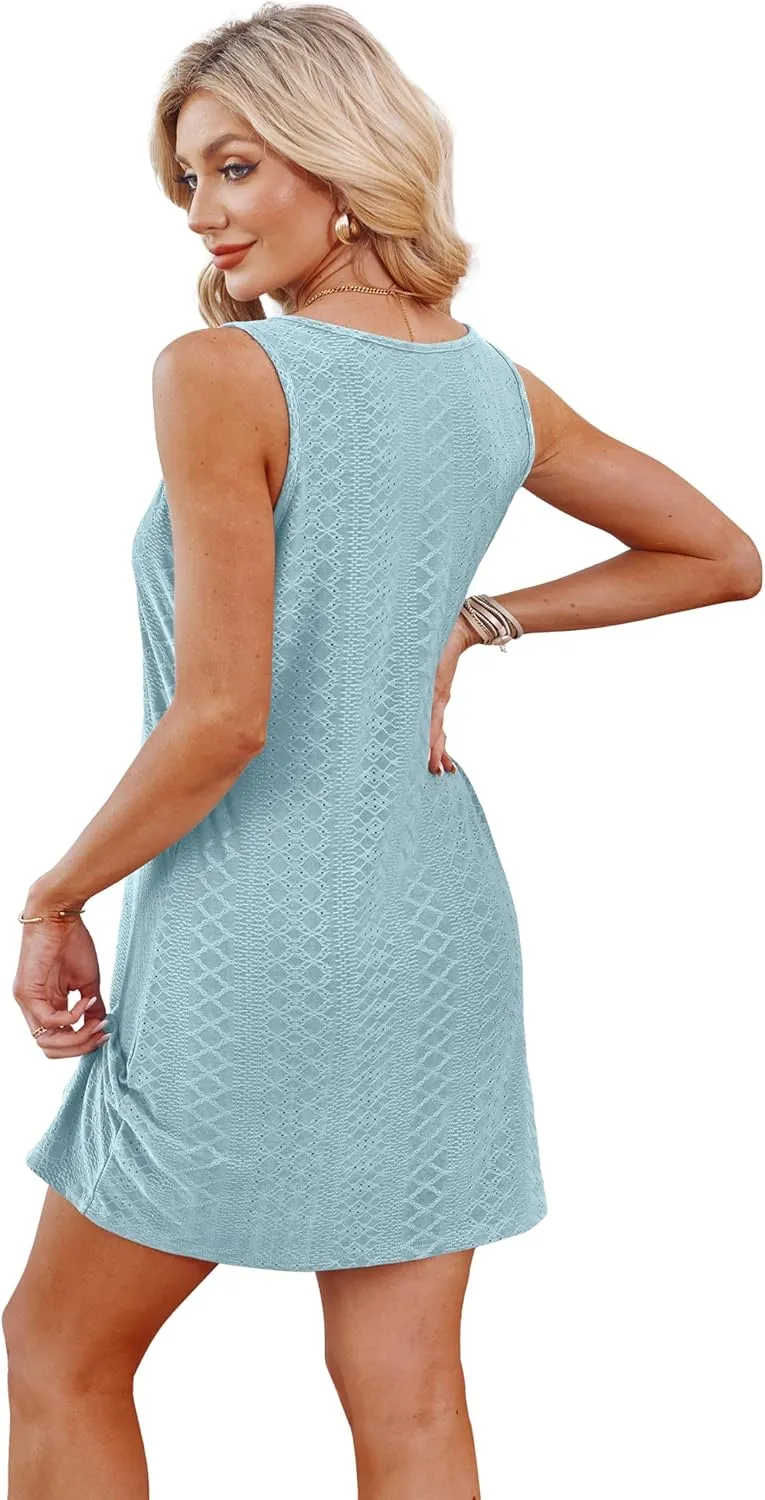 Swimsuit Coverup for Women 2025 Bathing Suit Beach Vacation Clothes for Women Crew Neck Twisted Summer Dress