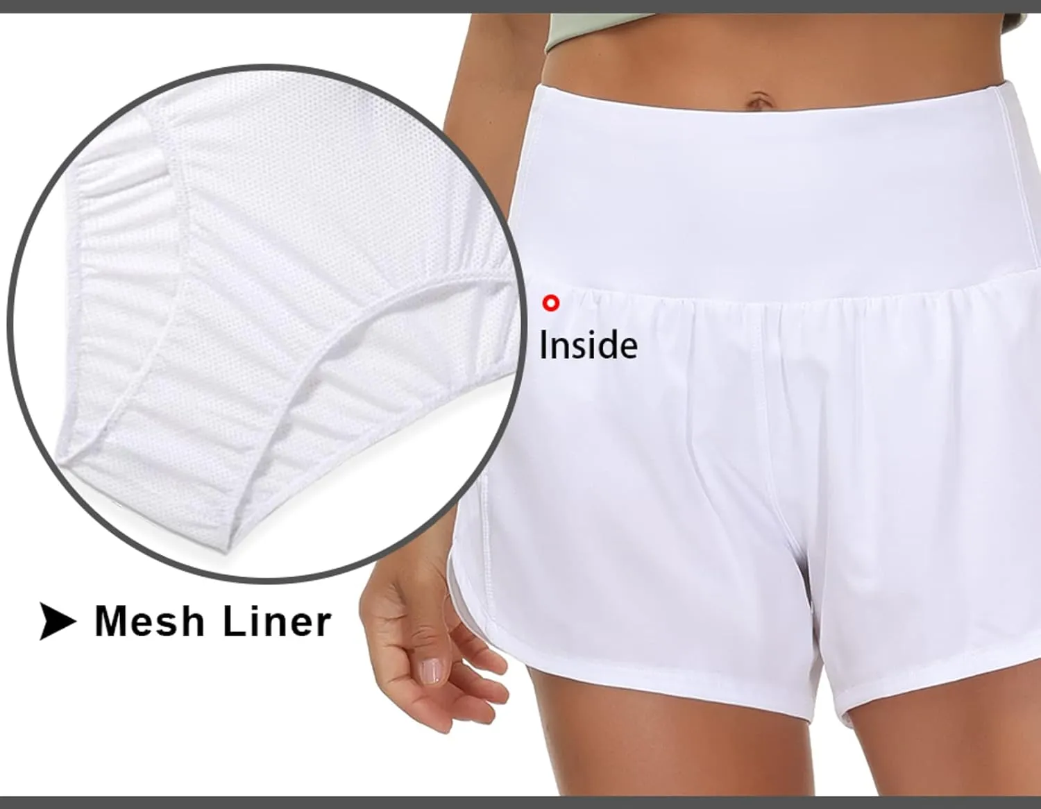 THE GYM PEOPLE Womens High Waisted Running Shorts Quick Dry Athletic Workout Shorts with Mesh Liner Zipper Pockets