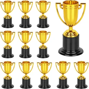WINKIO Mini Trophies,Gold Trophy Award, Plastic Trophies for Kids, 4 Inch Trophy Cups, Award Trophies for Party Favors, Props, Rewards, Winning Prizes, Competitions Ceremony Parties Favor