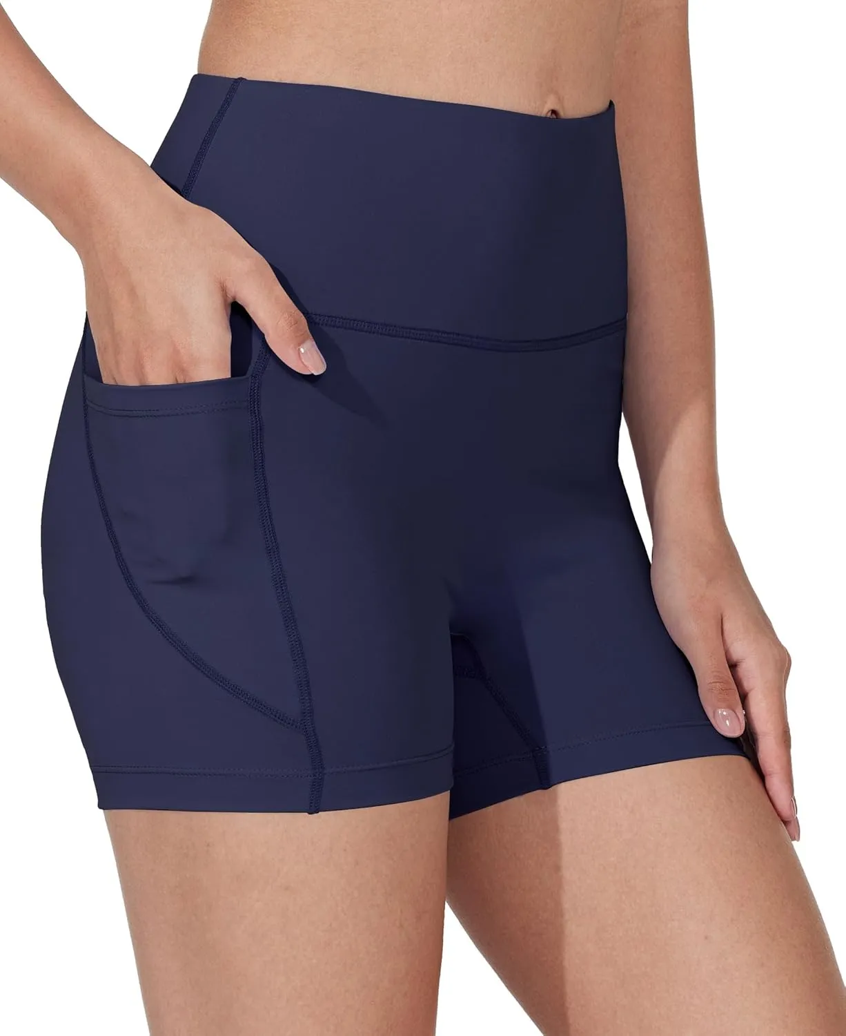 Women's 3"/6" Swim Shorts with Liner Pockets High Waisted Bathing Shorts Bottoms Tummy Control UPF 50 