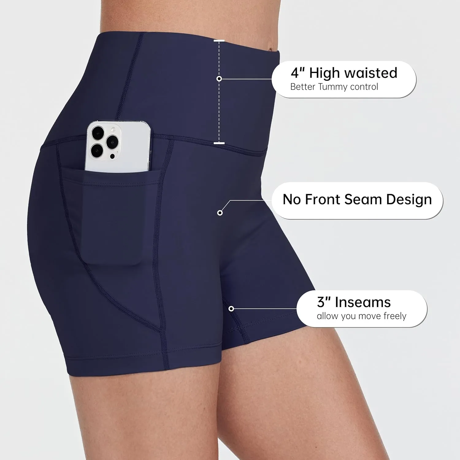 Women's 3"/6" Swim Shorts with Liner Pockets High Waisted Bathing Shorts Bottoms Tummy Control UPF 50 