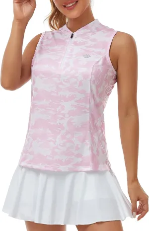 Women's Sleeveless Tennis Shirt Golf Shirts for Women Quick Dry Pickleball Shirts UPF 50  Sportswear T-Shirts with Zipper