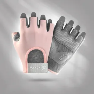 Yoga Sports Gloves Non-slip Shock-absorbing Half-finger Anti-cocoon Gloves, Size: M(Sakura Pink)