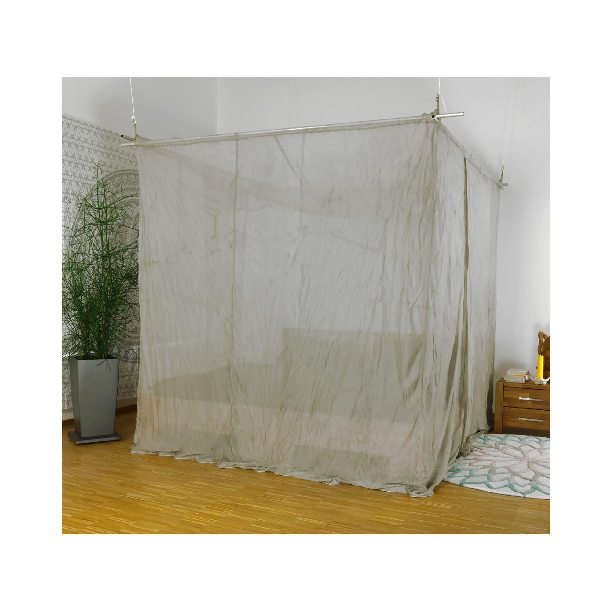 YSHIELD® BTD | EMF Bed Canopy | Double Bed (220cm) | SILVER-TULLE