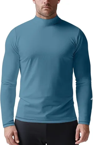 Zengjo Mens Mock Turtleneck Long Sleeve Shirts Thermal Baselayer Lightweight Athletic-Fit Undershirt for Cold Weather Sports